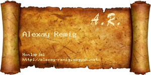 Alexay Remig névjegykártya